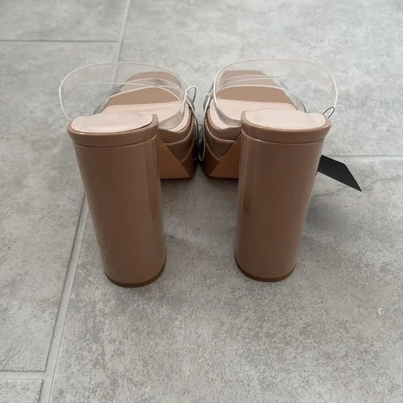 Beige Transparent Strap Women's Heels - Picture 3 of 4